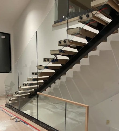 frameless glass railing for a deck